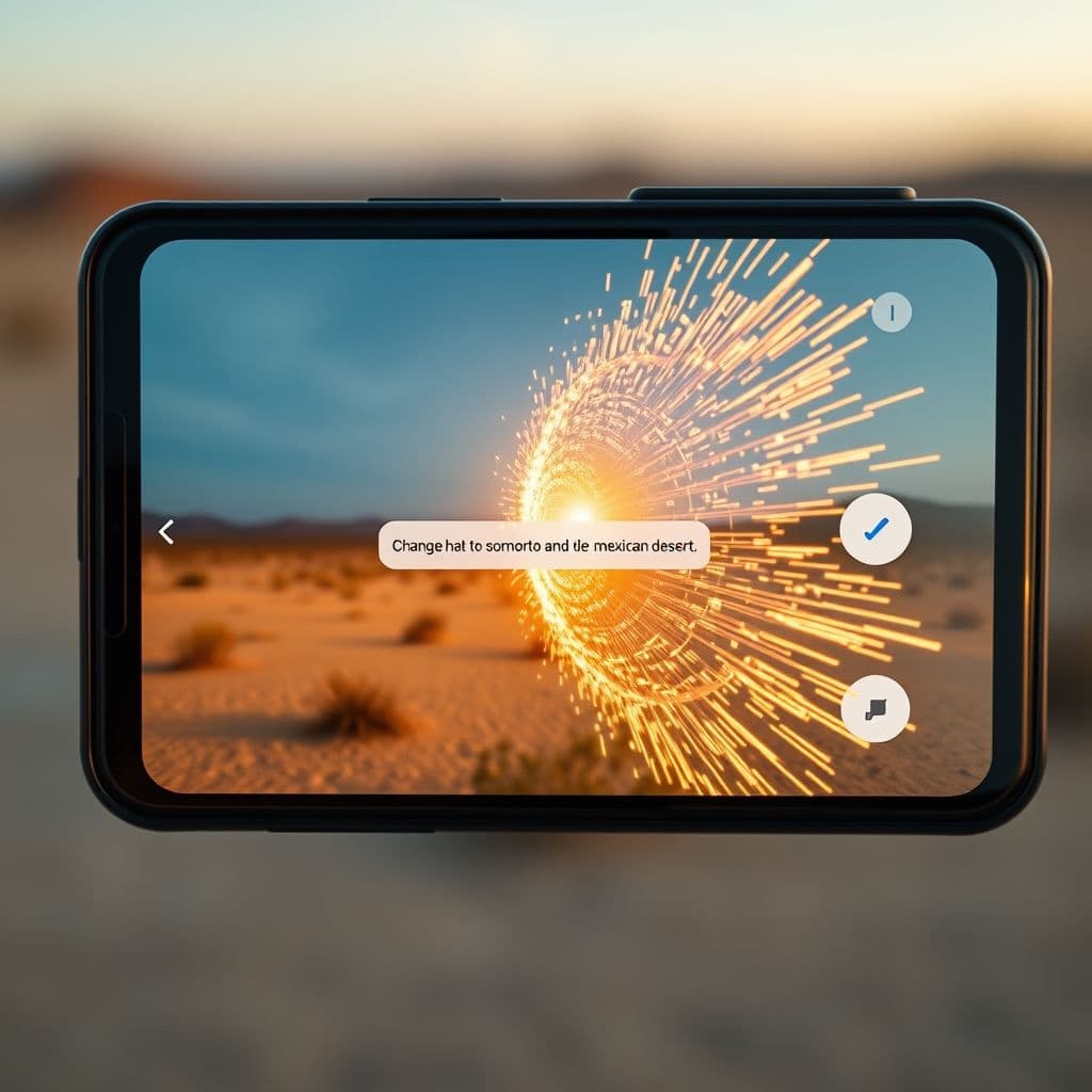 Interfaz de Géminis mostrando el proceso de edición con prompts de texto