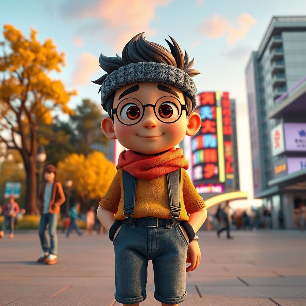 Personaje animado manteniendo consistencia en diferentes escenarios gracias a Flux Context