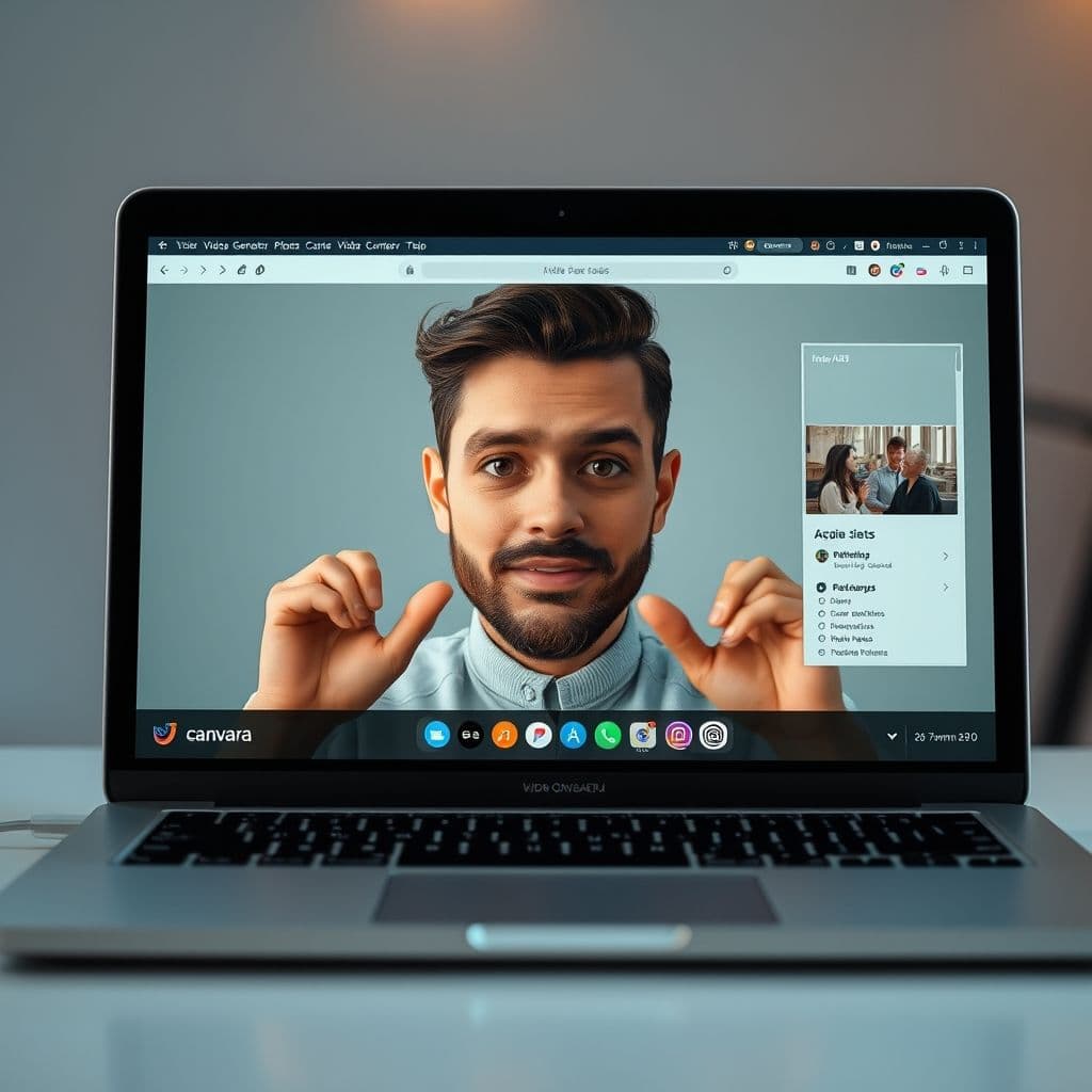 Pantalla de Canva mostrando la herramienta AI Video Generator con un video realista creado con IA.