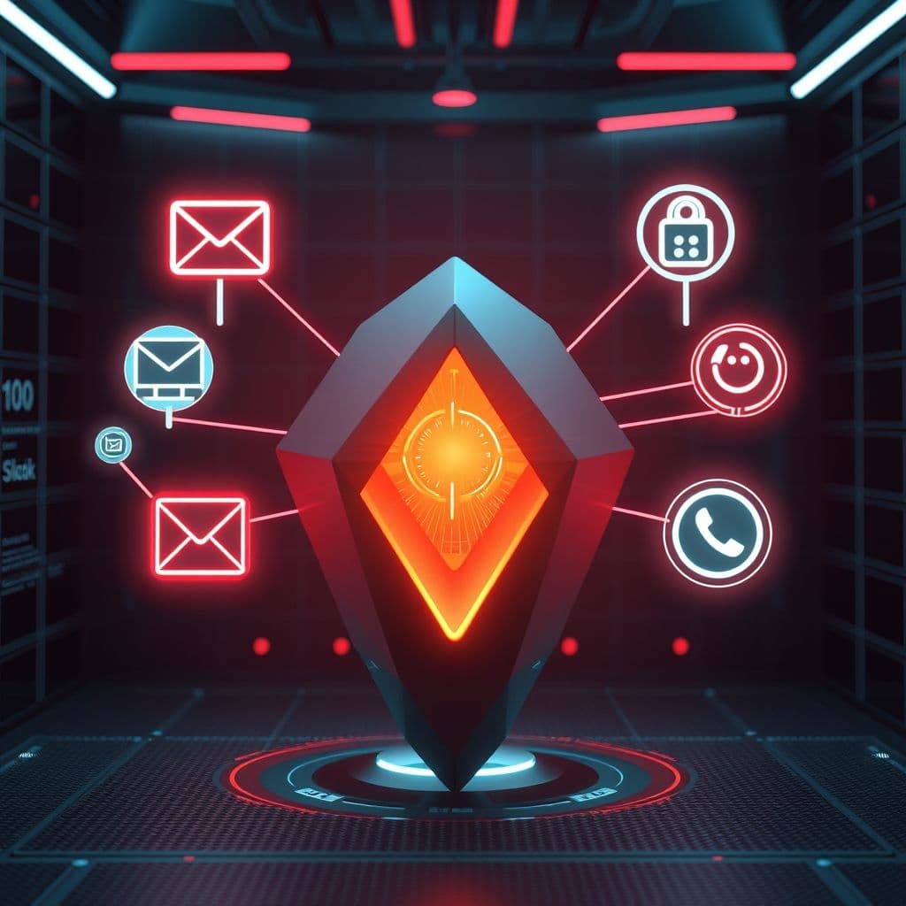 Diagrama visual de un agente de IA conectado a diversas plataformas como Gmail, Slack, y Shopify.