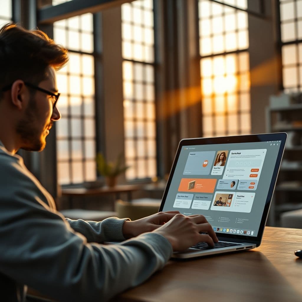 Persona usando Stitch para generar diseños de interfaz escribiendo una descripción