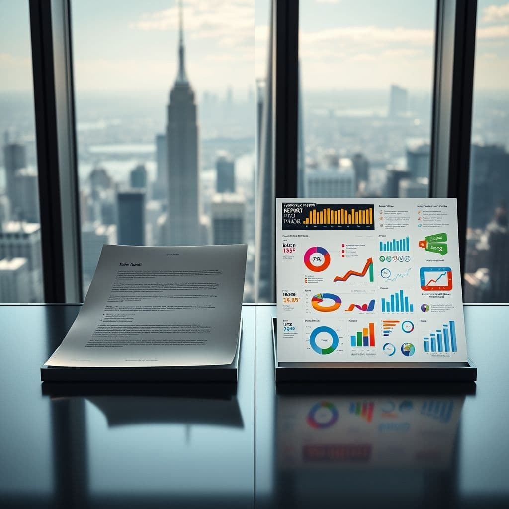 Comparación visual entre un reporte básico y uno generado por la IA avanzada.