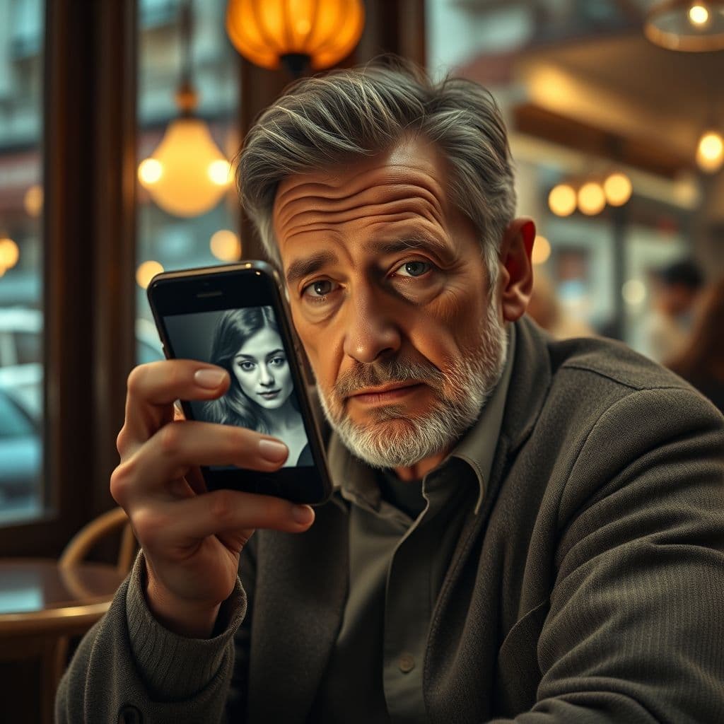 Persona usando smartphone para animar foto antigua con IA en TikTok