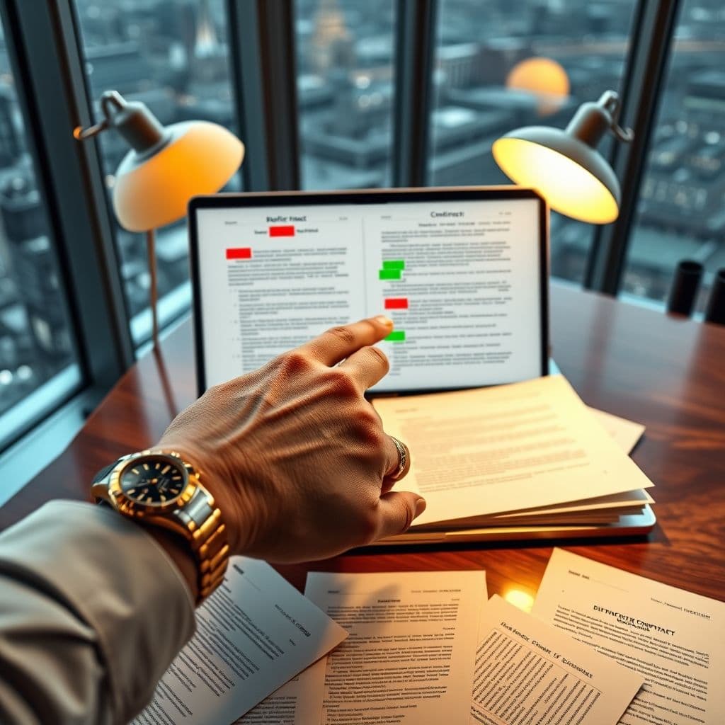 NotebookLM comparando dos versiones de un contrato con diferencias resaltadas