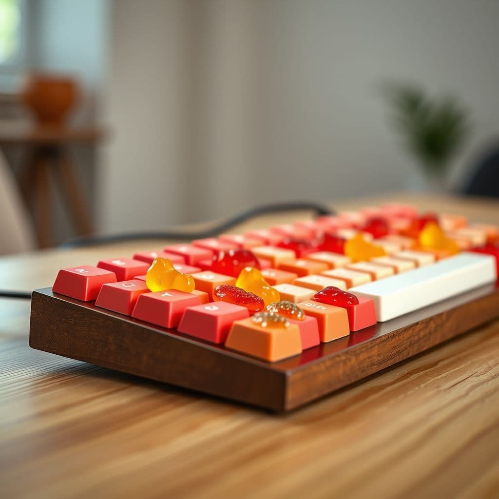 Ejemplo de teclado de golosinas generado con IA