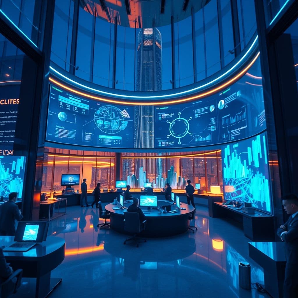 Interfaz moderna de una herramienta de IA generando reportes con gráficos interactivos.