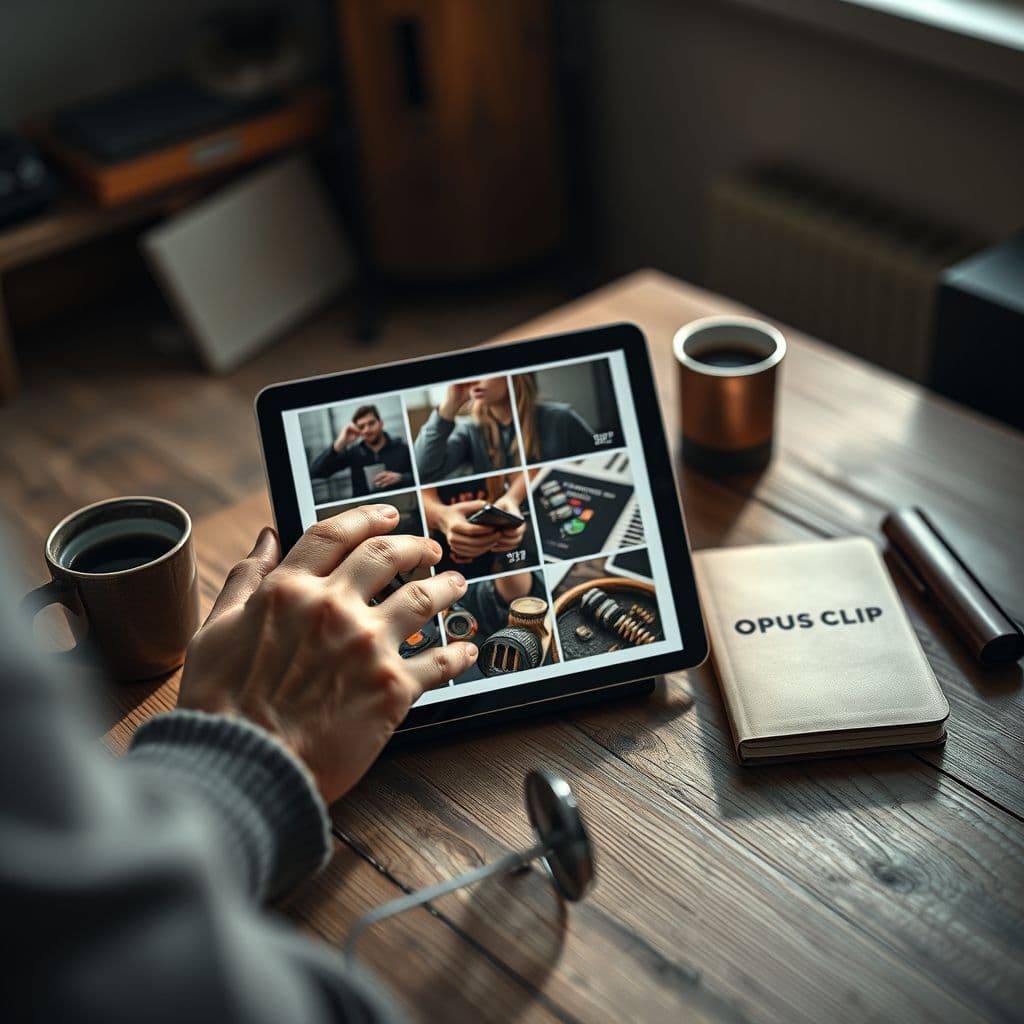 Proceso de selección de clips en Opus Clip mostrando puntuaciones de viralidad