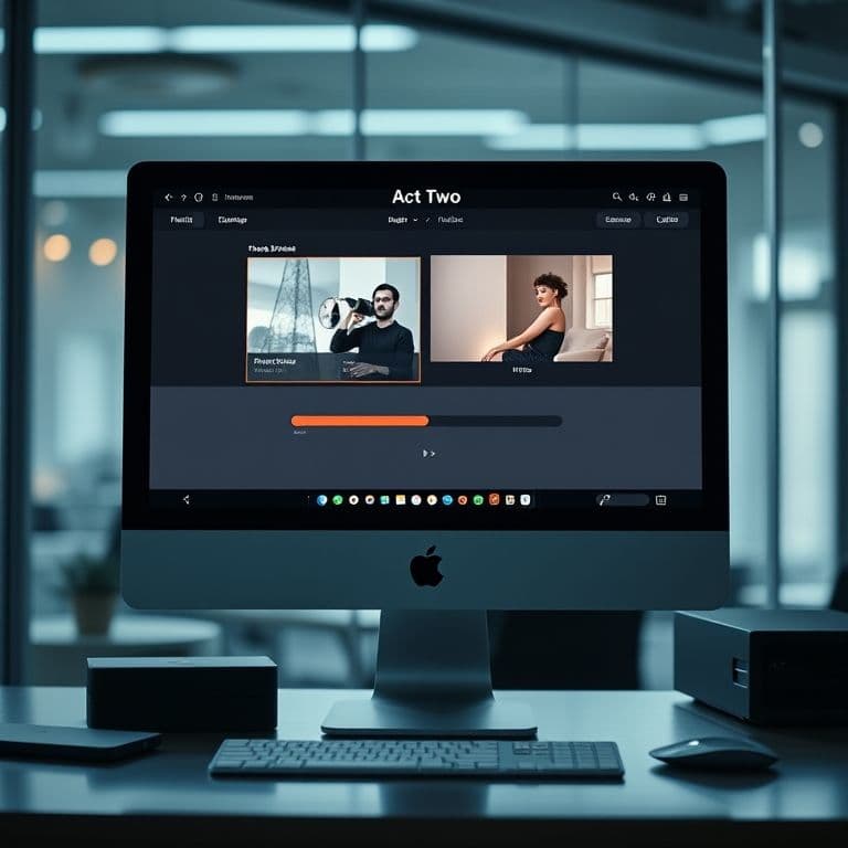 Interfaz de usuario de Runway mostrando la herramienta Act-Two en acción