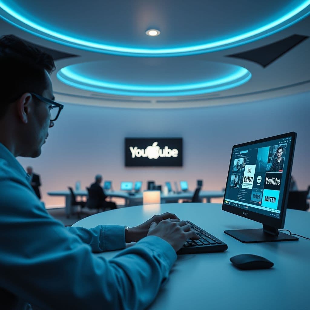 Persona usando inteligencia artificial para crear videos faceless en YouTube