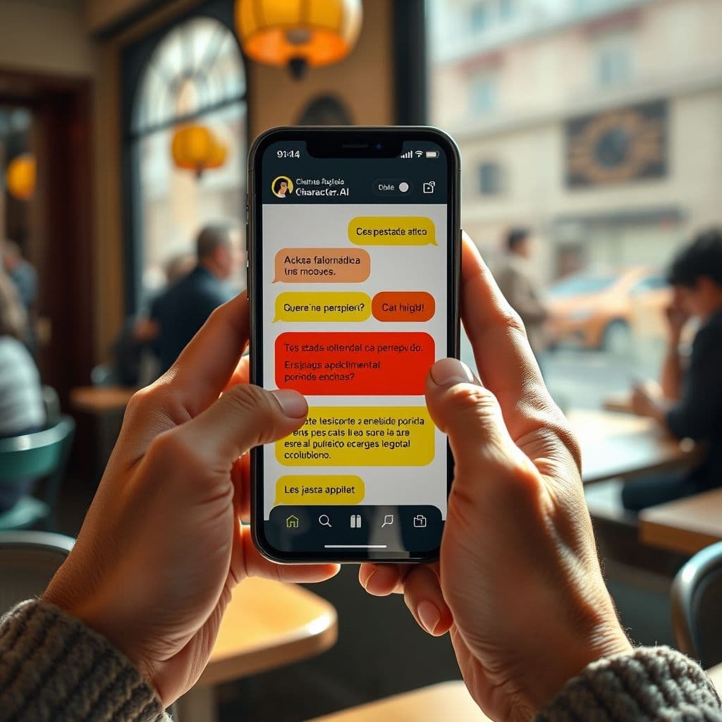 Persona usando Character.AI en español en su smartphone