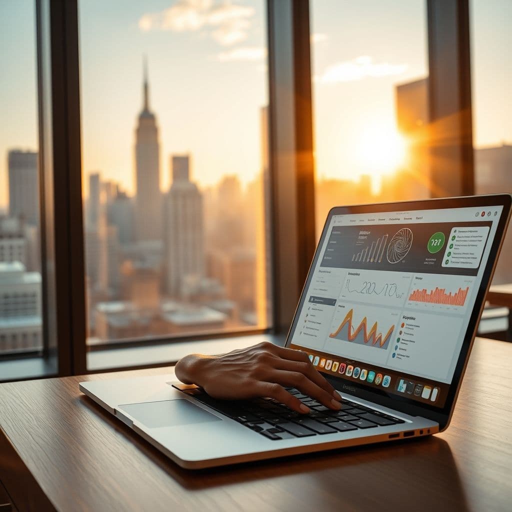 Persona usando la herramienta de IA para generar un reporte en su computadora portátil.