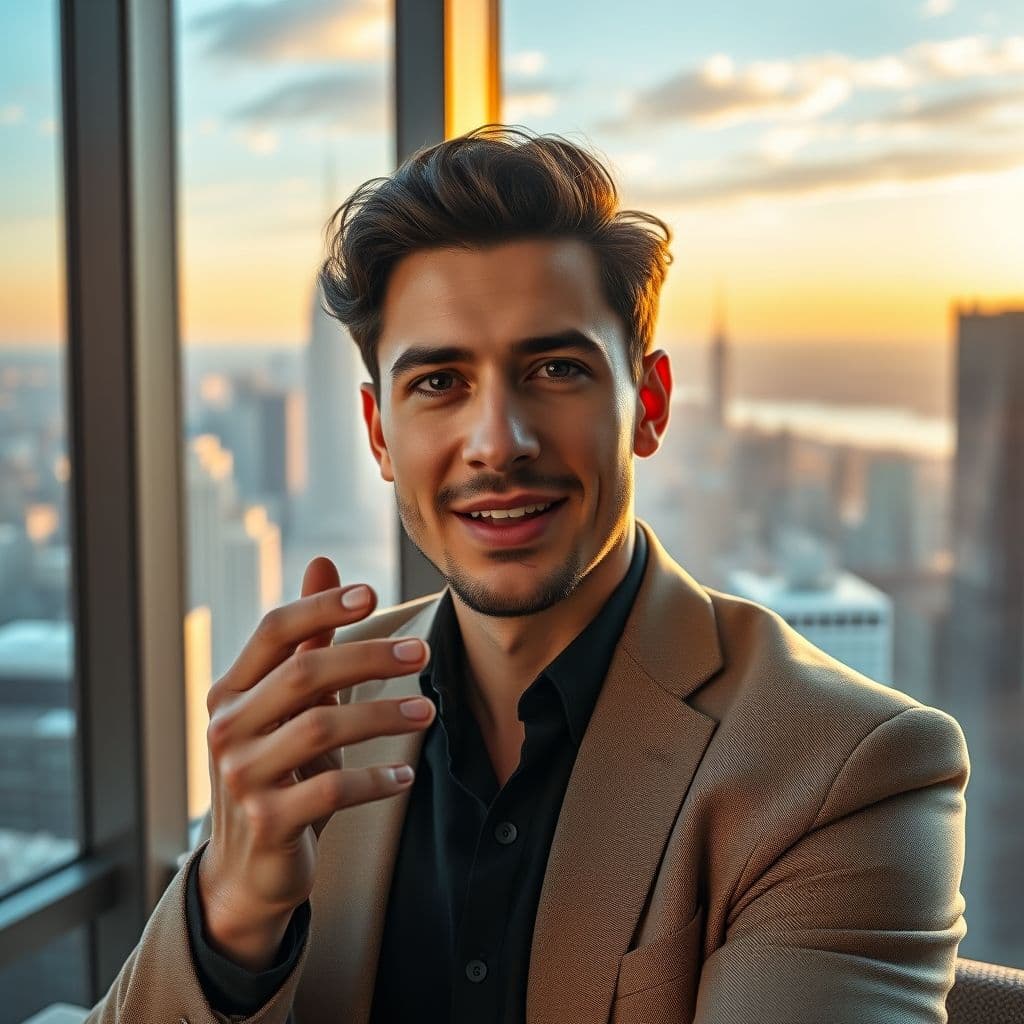 Avatar digital realista creado con Geller interactuando con usuario