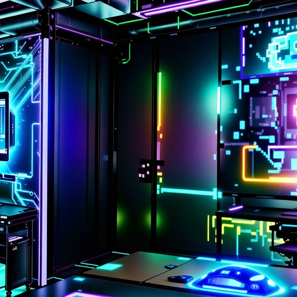 Representación futurista de herramientas de inteligencia artificial interactuando con humanos