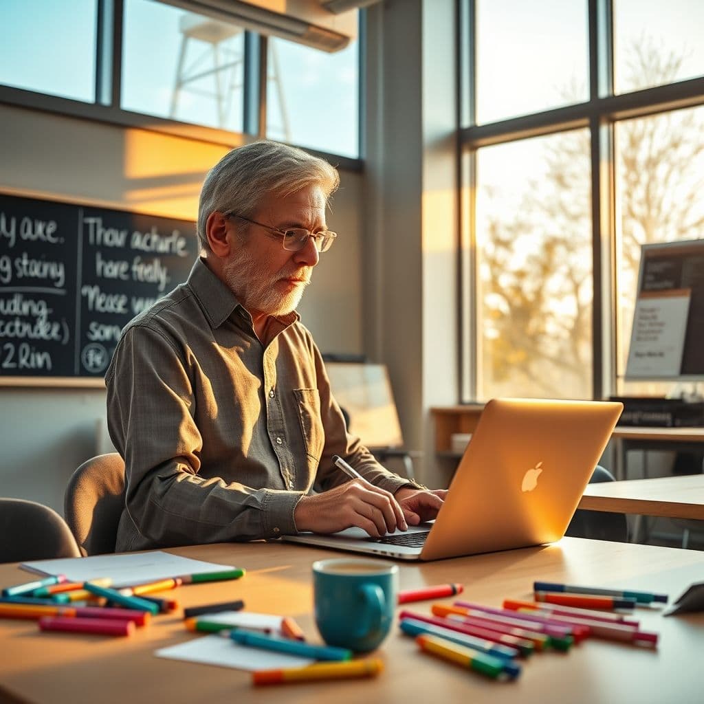 Docente diseñando materiales educativos en Canva con herramientas IA