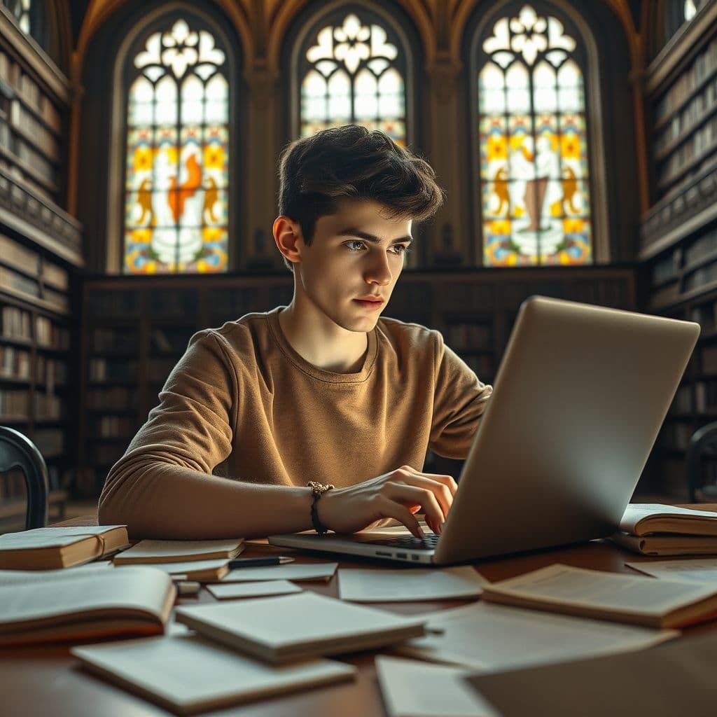 Estudiante utilizando Aithor en su computadora para crear un ensayo académico