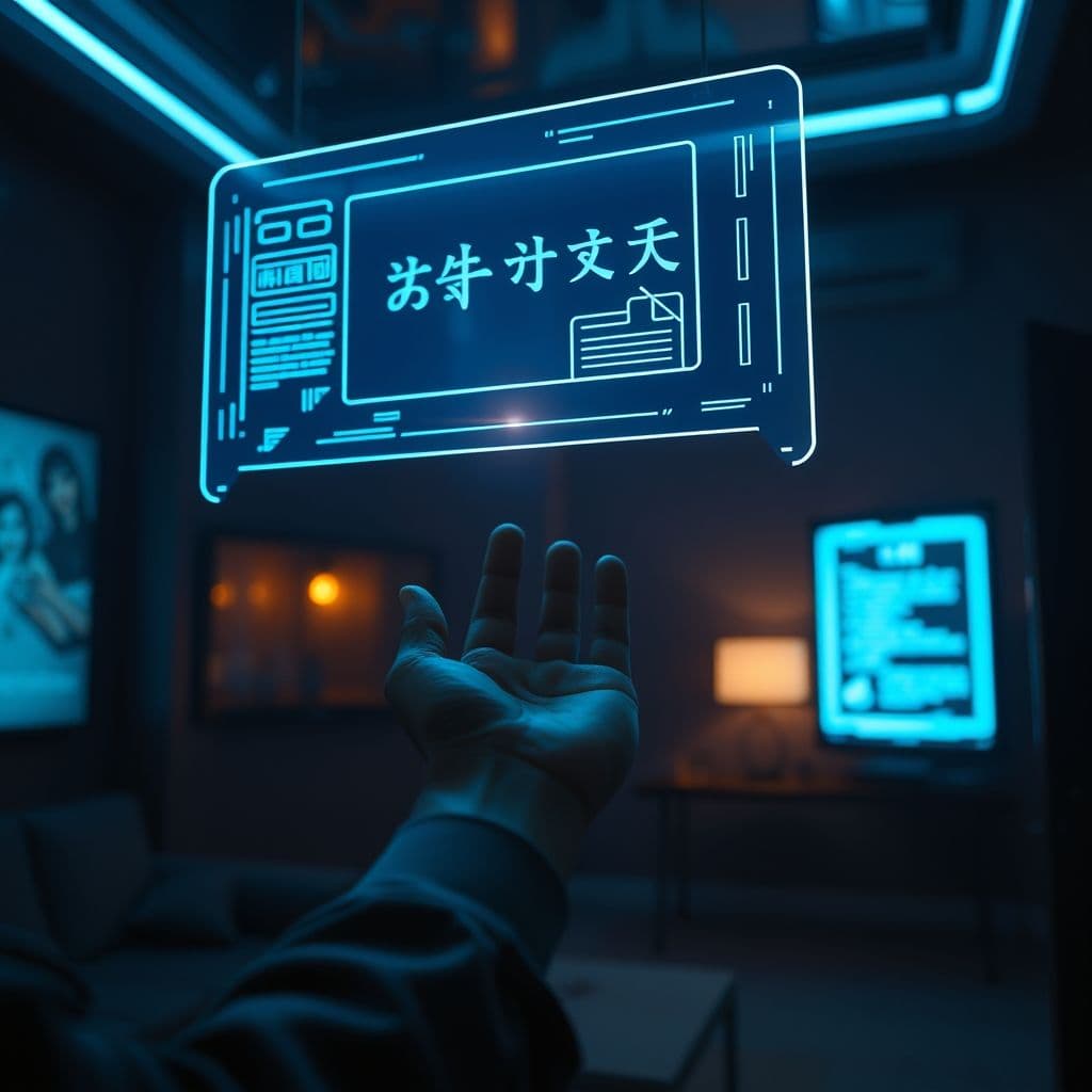 Interfaz futurista de ChatGLM generando un video con IA mostrando paisajes digitales