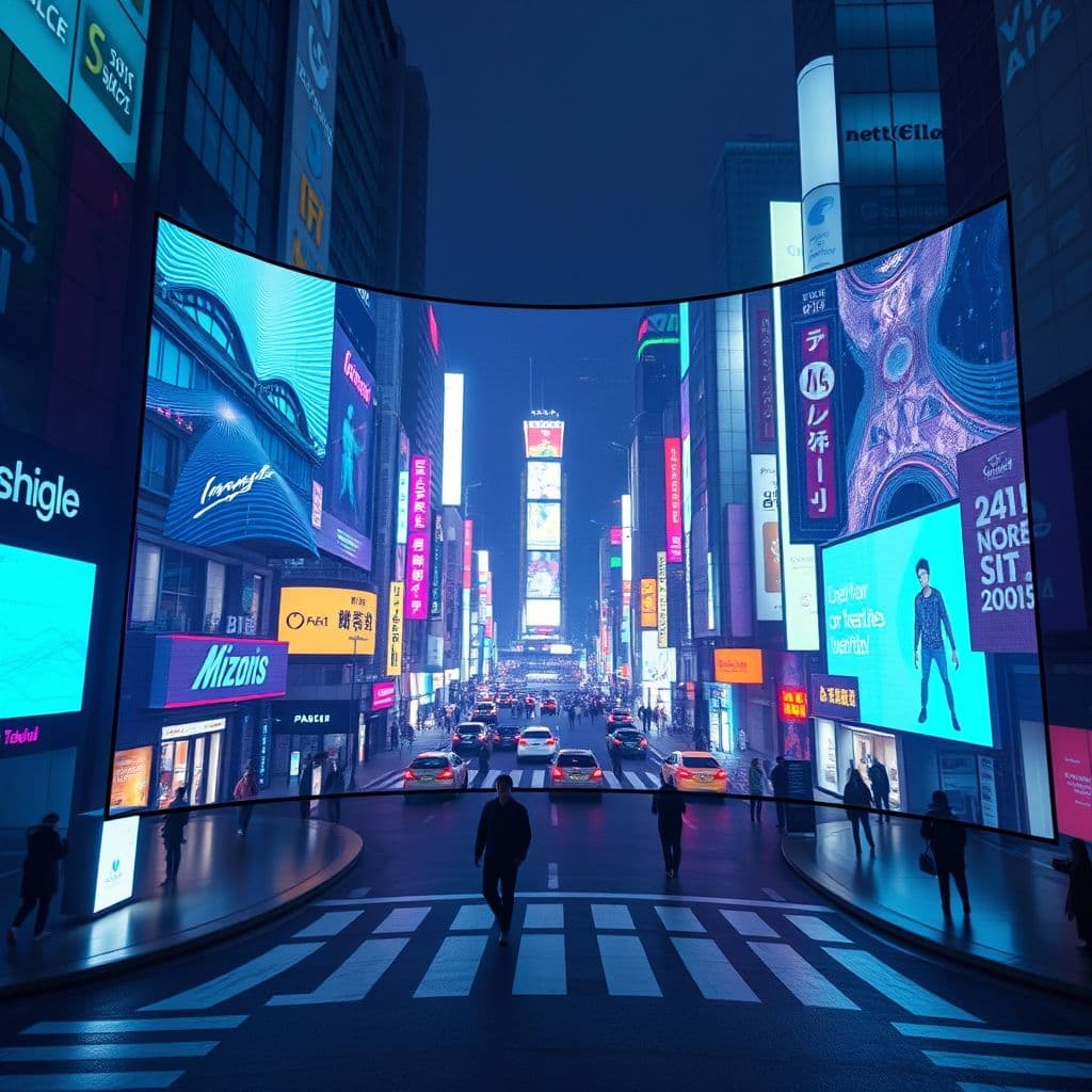 Interfaz futurista de VEO3 mostrando la generación de un video con IA y elementos de sonido integrados