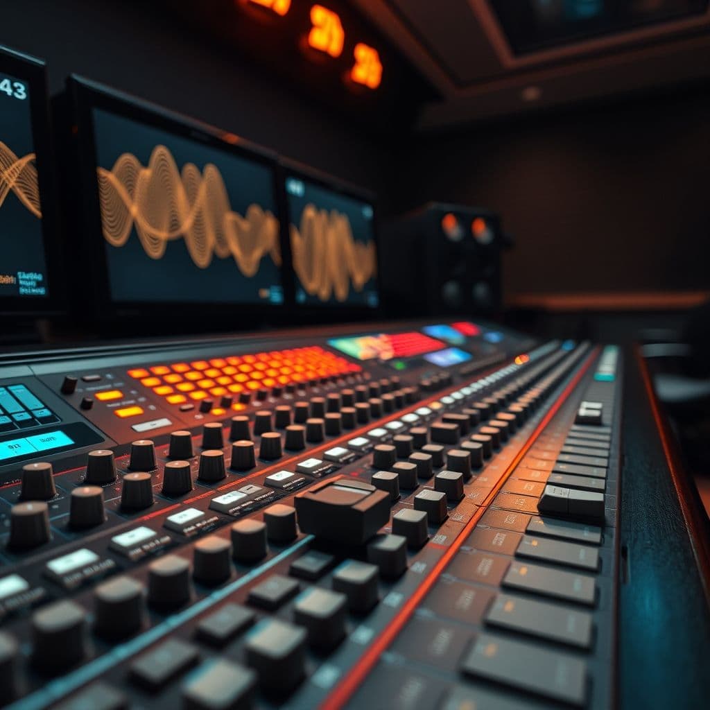 Interfaz de Skywork.AI generando un podcast profesional con wave forms visuales