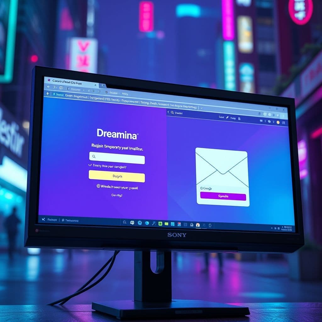 Interfaz de registro en Dreamina usando correo temporal