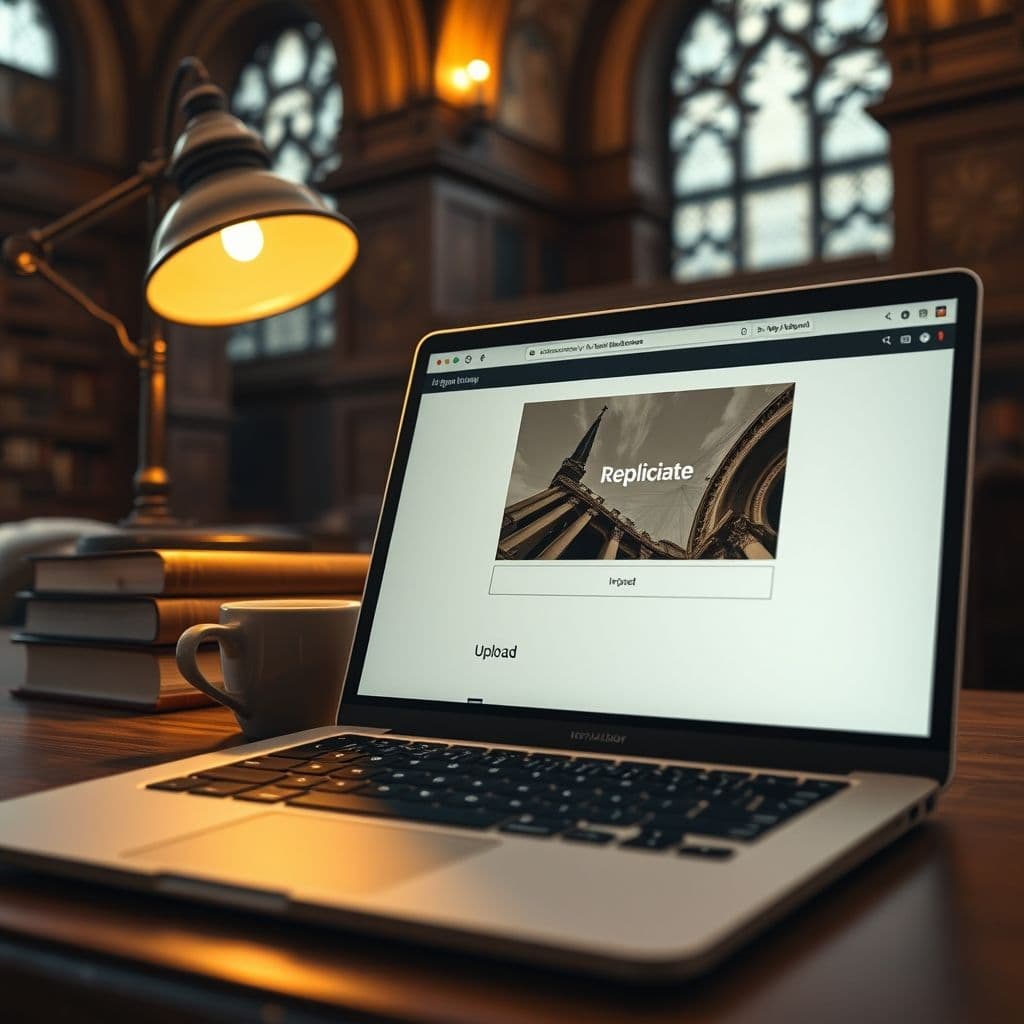 Interfaz de Replicate mostrando la carga de imagen y el campo de prompt