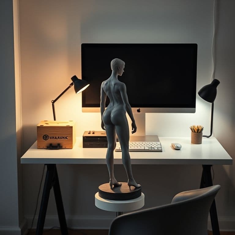 Figura 3D hiperrealista generada por IA con base de acrílico transparente