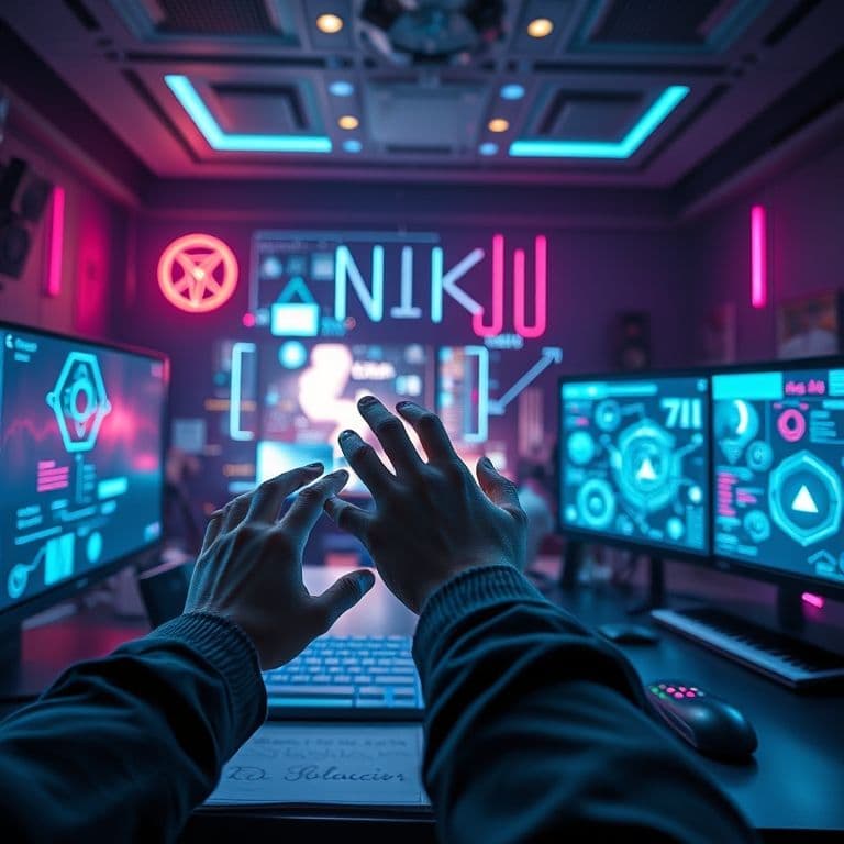 Interfaz moderna de CapCut mostrando herramientas de inteligencia artificial en acción con elementos visuales futuristas