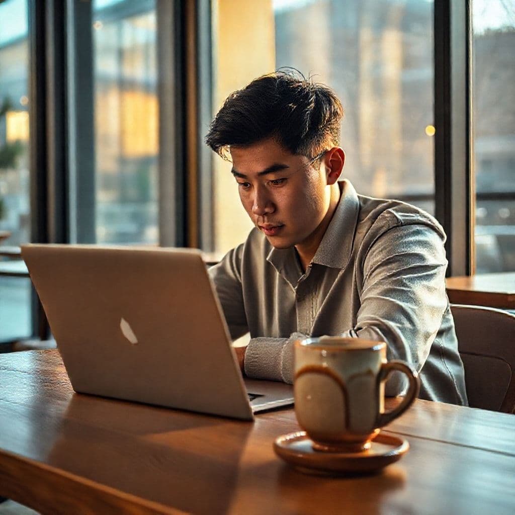 Persona usando inteligencia artificial para resumir un video de YouTube en una laptop moderna