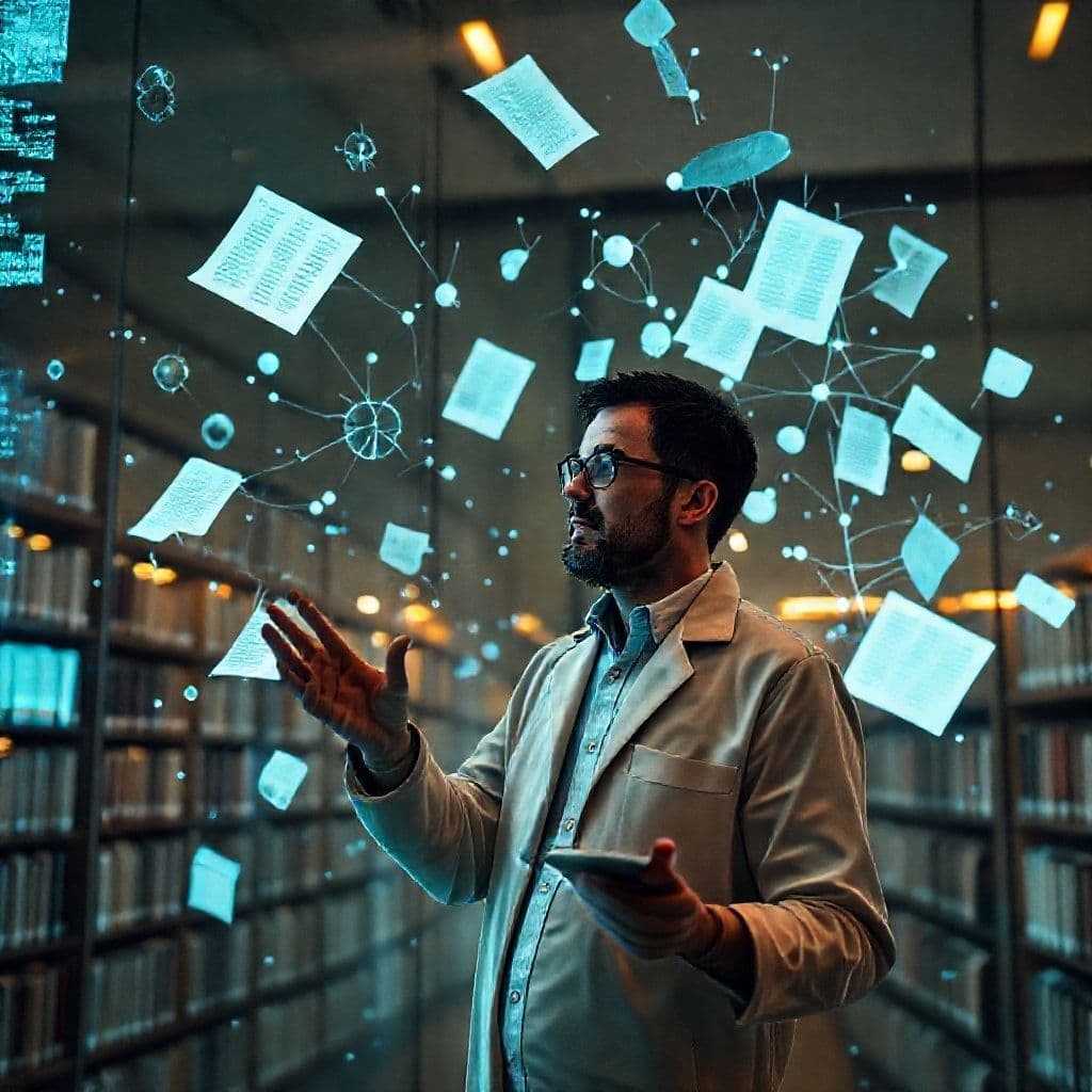 Investigador utilizando Bohrium para analizar múltiples papers simultáneamente