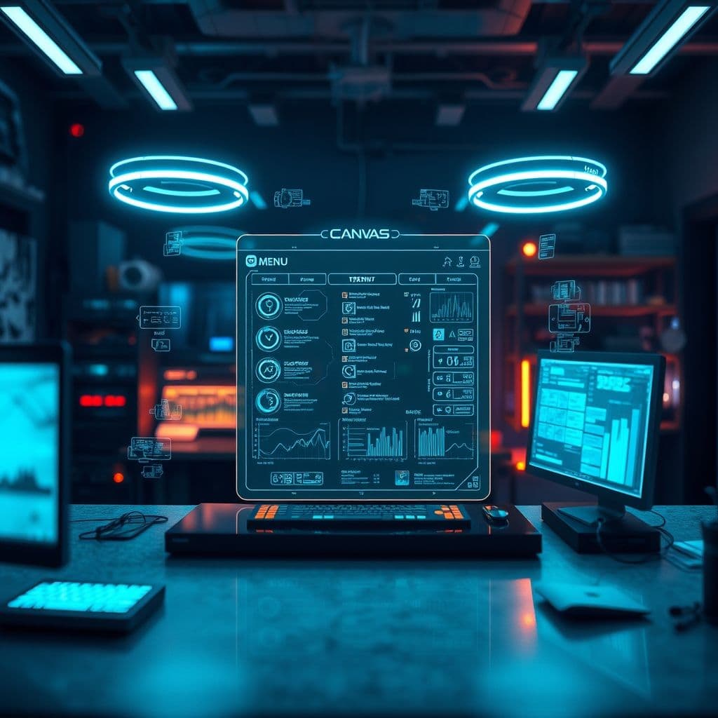 Interfaz de lienzo digital con múltiples elementos de video siendo animados por IA