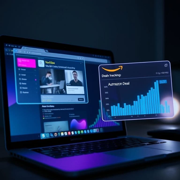 Navegador con inteligencia artificial mostrando interfaz futurista y automatización de tareas web