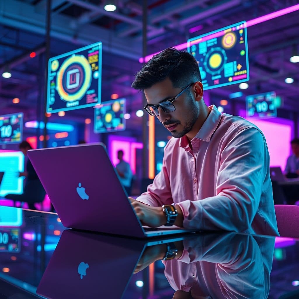 Desarrollador usando IA para programar una aplicación web moderna