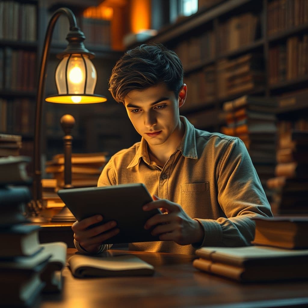 Estudiante usando Character.AI para aprendizaje con personaje histórico