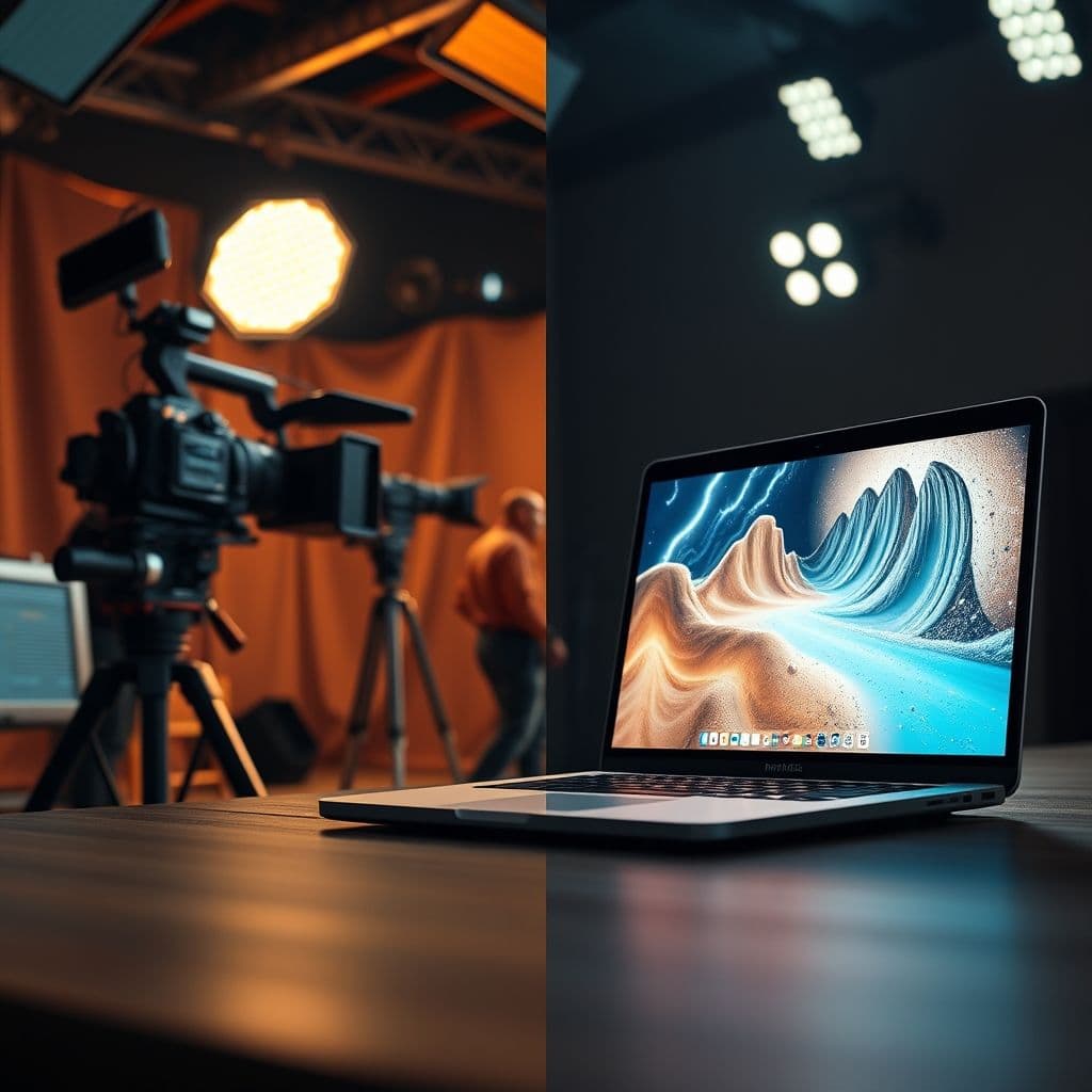 Comparación lado a lado de anuncios creados tradicionalmente vs. generados por IA.